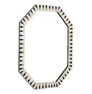 Handcrafted Modern Eco-friendly Bone Inlay <b>Mirror</b> <b>Frame</b> Floral Design Luxury Wall Decor for Bedroom Living Room - Product Image 3