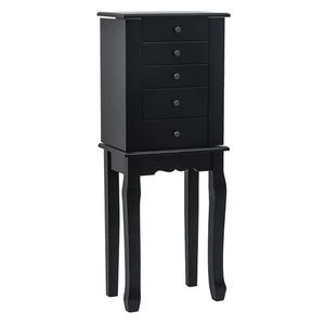 Armadio Portagioie Verticale con Specchio, 5 Cassetti, 6 Ganci per Collane, Vano Superiore e 2 Organizzatori Laterali - Product Image 3