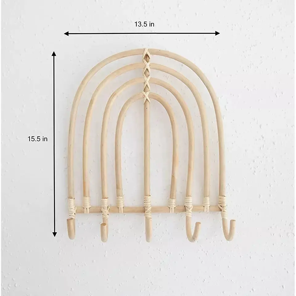 Appendiabiti da parete arcobaleno in Rattan decorazione da parete bohémien decorazione arcobaleno perfetta per ganci da parete in Rattan per camera da letto