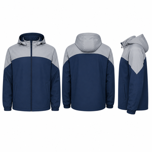 Men Hip Hop Streetwear <b>Jacket</b> Coat Color Block Patchwork Double Zipper Custom Logo <b>Jacket</b> Windbreaker Oversized <b>Track</b> <b>Jacket</b> - Product Image 6