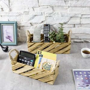 Cesta de almacenamiento tejida de madera de Paulownia ligera de 2 piezas, soluciones de almacenamiento para decoración del hogar - Product Image 6