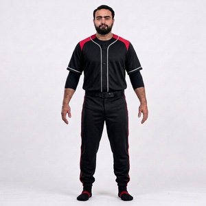 Ensemble de vêtements de baseball pour hommes, pantalon en jersey uni, manches courtes, fermeture à boutons, respirant, 100% polyester, toutes saisons - Product Image 6