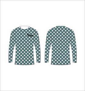 Maillot de sport personnalisé à manches longues en sublimation, léger, avec motif à pois verts et blancs, fournisseur en gros - Product Image 1
