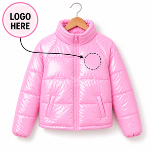 Custom Logo Unisex Cosh International Quilted Puffer <b>Jacket</b> Winter Zipper Front Embroidered <b>Pink</b> Color Coat - Product Image 1