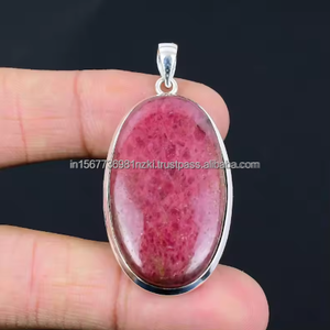 Pendentif rhodonite en argent sterling 925 pendentif en pierres précieuses bijoux faits à la main cadeau collier en rhodonite beau pendentif cadeau pour lui - Product Image 1