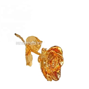 Figurine de rose en or rose plaqué or véritable 24 carats, thème Amour éternel, artisanat Sanaar, cadeaux, décoration - Product Image 3