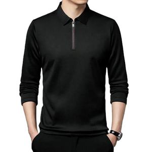 เสื้อโปโลแขนยาวผู้ชายแบบมีซิป สีพื้น ผ้าถัก คอปกแบบสวม ใส่สบาย ผสมผ้าฝ้าย - Product Image 2