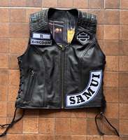 Veste de motard en cuir de vache véritable, col montant, gilet de moto