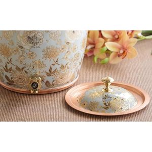 Distributeur d'eau en cuivre avec motif floral doré et robinet pour usage domestique - Product Image 5