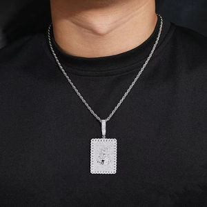 Pendentif Visage de Jésus Iced Out en Alliage Plaqué Argent avec Micro-Incrustation de Strass en Cristal, Breloque Hip-Hop, Cadeau Unisexe - Product Image 2