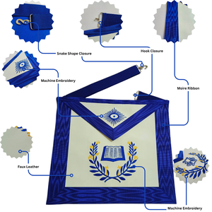 Deluxe Freemason Blue Lodge Apron Handmade Embroidered Masonic Officer Ceremonial Regalia with Belt - Product Image 1