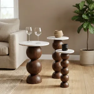 Modern <b>Marble</b> Top Wooden <b>Nesting</b> Coffee <b>Tables</b> Minimalist Living Room Furniture Solid Wood Design - Product Image 3