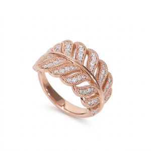 Sparkling Leaf Diamond Wedding Band 14K Gold Nature Inspired <b>Ring</b> Vintage Milgrain Bridal Band Dainty <b>Stacking</b> Anniversary Gift - Product Image 1