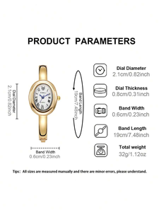 Juego de 3 relojes para mujer, reloj de cuarzo en tono dorado, elegante caja y esfera ovaladas, reloj de pulsera de moda lujoso pero minimalista B933 - Product Image 4