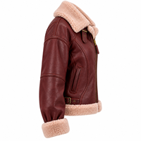 Veste en cuir bordeaux pour femme, doublée en sherpa, chaude pour l'hiver, manteau en fausse fourrure marron, vêtement d'extérieur zippé, style motard tendance