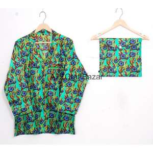 Ensembles de pyjamas d'été pour femmes en coton 100% respirant de haute qualité à motif floral avec taille élastique - Vente en gros - Approvisionnement direct usine - Product Image 4