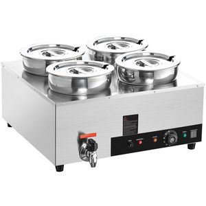 Scaldavivande Elettrico Commerciale in Acciaio Inox a 4 Vasche da 1500W, 7.4QT, Temperatura Regolabile 86-185F, Bain Marie - Product Image 1