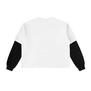 Camiseta de Manga Larga para Hombre, Cuello Redondo, Negra, Corte Regular, Tejido de Punto, 100% Algodón, Color Sólido, Transpirable, Ecológica, de Secado Rápido, 200g - Product Image 2
