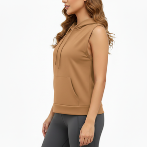 Chaleco de Forro Polar con Capucha para Mujer, Ligero, Suave al Tacto, Antipilling, Cómodo, Sin Mangas, Estilo Urbano, de Moda, Poliéster y Algodón - Product Image 1