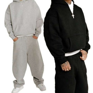 Factory Direct Sales Winter Men's Plus Size Heavyweight Breathable Eco-Friendly 100% Cotton Solid Casual Hooded Jogger <b>Tracksuit</b> - Product Image 1