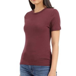 Camisetas de Mujer de la Mejor Calidad, Casuales, Personalizadas, Sólidas, Transpirables, de Tela Jersey, Manga Corta, Verano, Poliéster/Algodón - Product Image 2