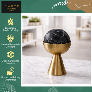 Hot Sale Luxury Home Decoration Premium White Gold Marble <b>Essential</b> <b>Oil</b> Diffuser Brass Base Aromatherapy Incense <b>Burner</b> Set - Product Image 4