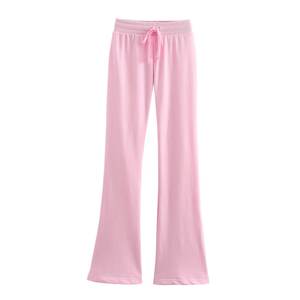 Pantalon évasé taille haute vintage pour femme, nouvelle mode été 2025, couleur unie, décontracté, taille élastique - Product Image 6
