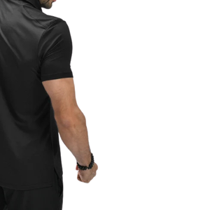 Men's Black <b>Waffle</b> Weave Polo <b>Shirt</b> Lightweight Polyester Spandex Breathable Moisture Wicking Athletic Slim Fit Golf Casual OEM - Product Image 5