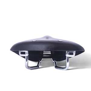 Selle de vélo en cuir noir M.A Leathers B17, rails en acier, design riveté, confort route/MTB, coussin respirant, absorption des chocs - Product Image 2