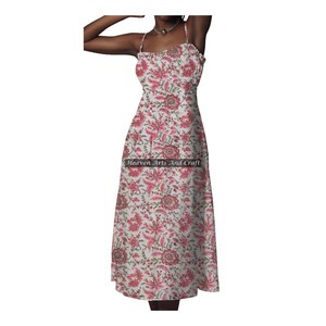 Nouvelle robe bohème longue en coton à bretelles spaghetti pour femmes, idéale pour la plage en été - Product Image 6