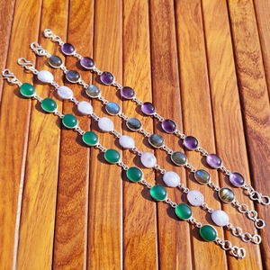 Best Selling Silver Plated Brass Green Onyx Unisex Classic Bracelet Handmade Jewelry for <b>Yoga</b> Meditation and <b>Gift</b> Sale - Product Image 3
