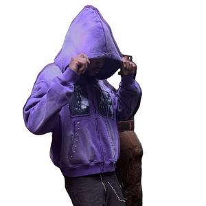 Sudaderas con capucha desgastadas de gran tamaño personalizadas para hombre, ropa informal bordada de estilo callejero para invierno, sudaderas con capucha lisas a granel al por mayor - Product Image 4