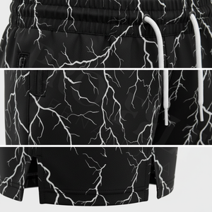 Shorts de sport personnalisés en polyester noir uni à séchage rapide avec taille élastique pour la course et la gym - Product Image 4
