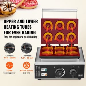 Máquina Comercial para Hacer Donuts de 1550W con Superficie Antiadherente, 6 Cavidades y Calentamiento de Doble Cara - Product Image 3