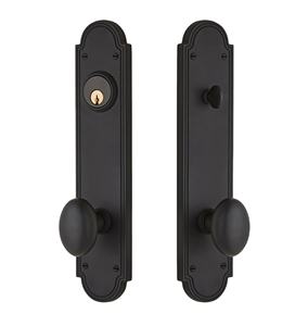 Poignée de porte ovale double en acier noir, personnalisable pour hôtel et bureau, avec serrure de passage et de confidentialité - Product Image 1