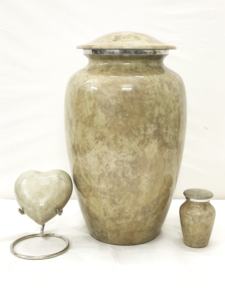 Urnes de crémation en aluminium de texture de marbre en pierre verte avec le sac de velours de ffree - Product Image 4