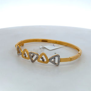 กำไลข้อมือทองคำแท้ 22K สำหรับผู้หญิง ยี่ห้อ BIS - กำไลรูปทรงเรขาคณิตสามเหลี่ยมหลายเหลี่ยม ทำด้วยมือ - Product Image 4