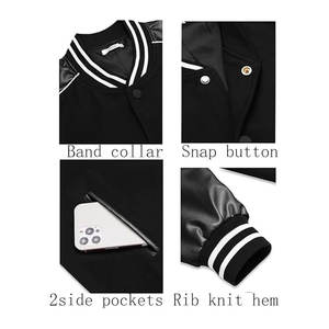 เสื้อแจ็คเก็ตวาร์ซิตี้ผู้ชาย แขนหนังสไตล์ลำลอง แจ็คเก็ตเบสบอลแบบ Letterman แจ็คเก็ตบอมเบอร์สไตล์คลาสสิกแบบวิทยาลัย เสื้อโค้ทติดกระดุมสำหรับใส่ในชีวิตประจำวัน - Product Image 6