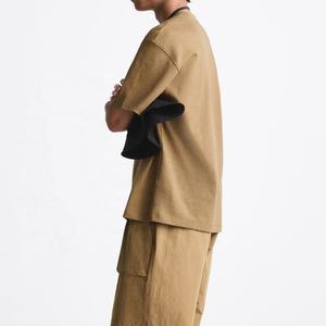 เสื้อยืดระบายอากาศแบบว่างเปล่าสำหรับผู้ชายเสื้อยืดสีดำแบบกำหนดเองขนาดใหญ่เสื้อยืดผ้าฝ้ายสะพายไหล่ทรงหลวม - Product Image 4