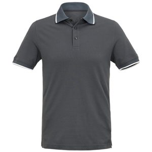 Chemise à manches courtes pour homme, gris foncé, 100% polyester, couleur unie, décontractée, tricotée, coupe classique, col boutonné, logo sur le devant, séchage rapide - Product Image 4