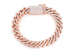 Pulsera de Eslabones Cubanos de 13 mm, Fabricada con Cadena de Diamantes de Oro de 14k, Corte Redondo, Microincrustaciones, Joyería de Lujo para Uso Diario - Product Image 6