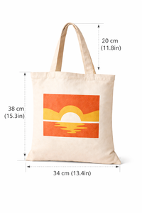 Eco Friendly Fashion Cotton Canvas Tote Bag with Sunset Print Three-Color Reusable Grocery Shopping Carry Bag - Product Image 3