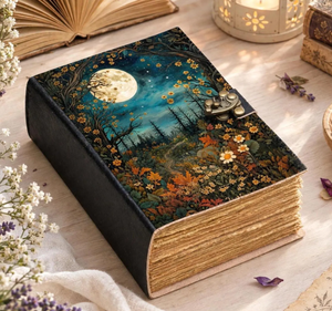 Floral <b>Moon</b> Grimoire Journal – Celestial Spell <b>Book</b>, Vintage Pages (Personalized Gift) - Product Image 3