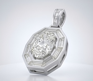 Colgante unisex de diamante cultivado en laboratorio con corte modificado, colgante halo para hombres y mujeres, collar geométrico llamativo, colgante único - Product Image 2