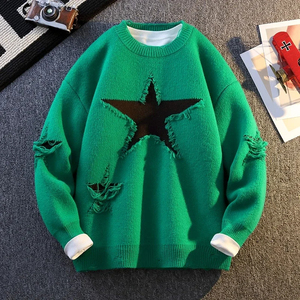 Pull en laine pour hommes et femmes, pull épais et chaud à la mode, pulls tricotés coréens, vêtements d'hiver - Product Image 2