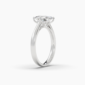 Anillo de Compromiso Ovalado de Moissanita Premium de 1.51 CTW para Mujer, Engaste de Puntas, Bañado en Rodio, Estilo Minimalista, Plata de Ley 925 - Product Image 3