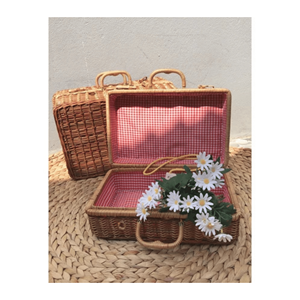 Square bamboo <b>basket</b> created from woven bamboo fiber with handle for cake serving fruit storage and decorative <b>display</b> Vietnam - Product Image 2