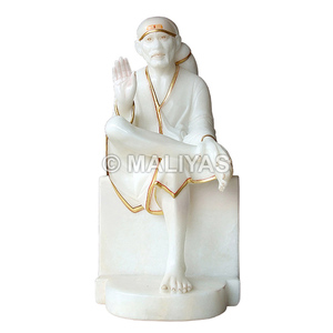 รูปปั้นหินอ่อนสีขาวไซบาบา | shirdi Sai Baba Marble Murti สำหรับของวัด-maliyas - Product Image 1