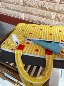 Handmade Fashion Quilted Cotton <b>Laptop</b> <b>Sleeve</b> <b>Bag</b> with Shoulder Strap and Zipper Closure From Rajasthan for Shopping Documents - Product Image 2