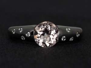 Morganite Ring Natural Pink Morganite Engagement Ring Silver Round Cut Morganite Gemstone <b>Jewelry</b> - Product Image 5